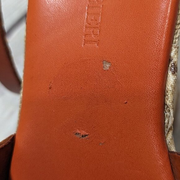 FRANCO BARBIERI Leather Ankle Strap Wedge Sandals Snakeskin 8 - Picture 11 of 13